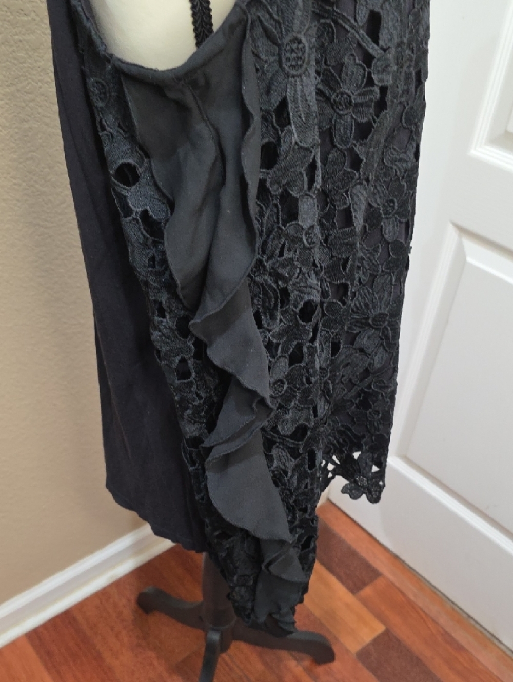 INC International Concepts Black Floral Lace Cold-Shoulder Blouse - Picture 5 of 12